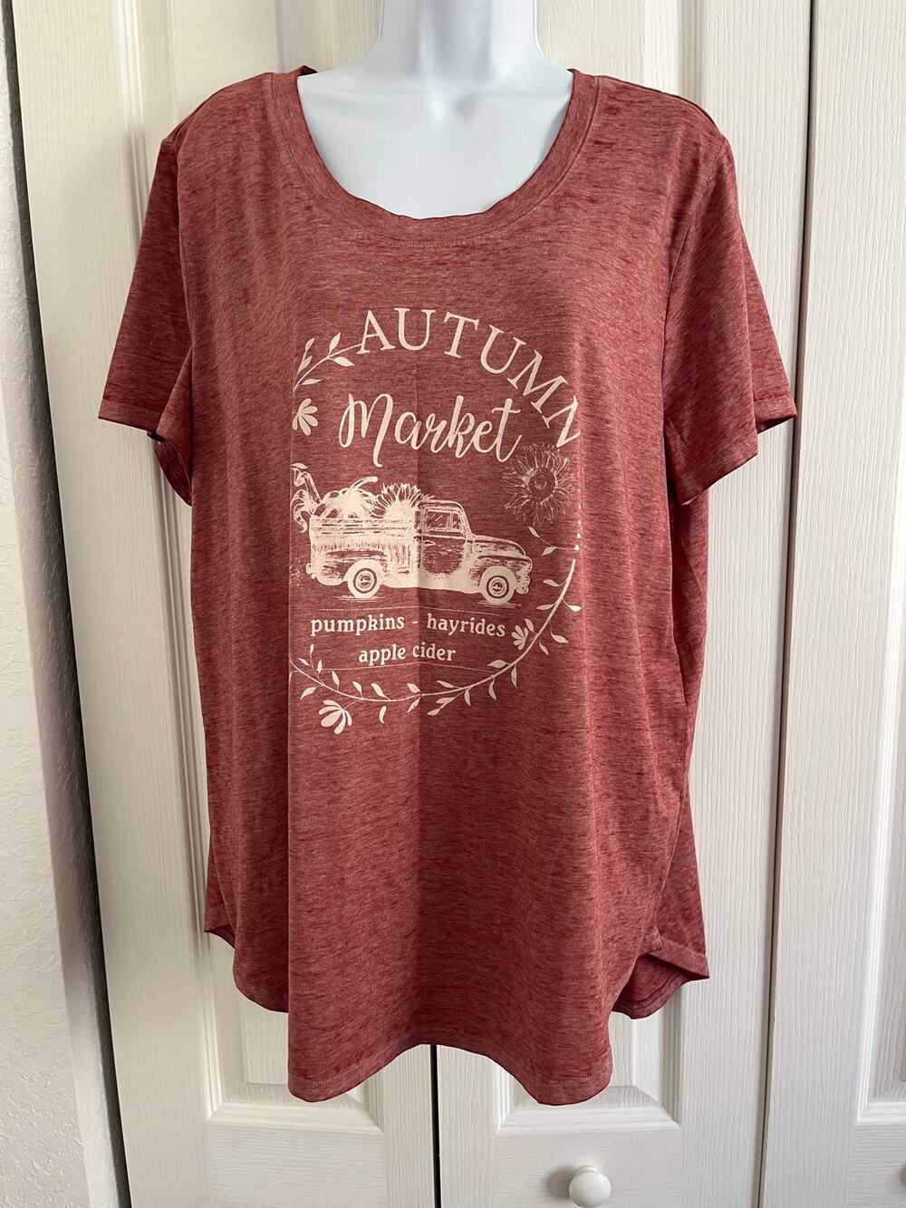 Sable Sky Autumn Market Graphic Tee Burnout Pumpkin Fall Shirt NWT 2X